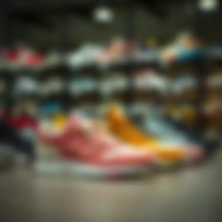 Different colorways of New Balance 350s on display