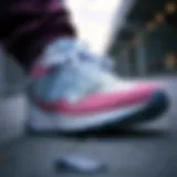 Close-up of the New Balance 350s showcasing the intricate design elements