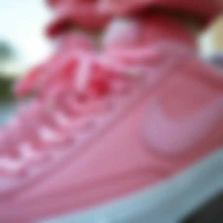 Close-up of pink Nike Blazer detailing and texture