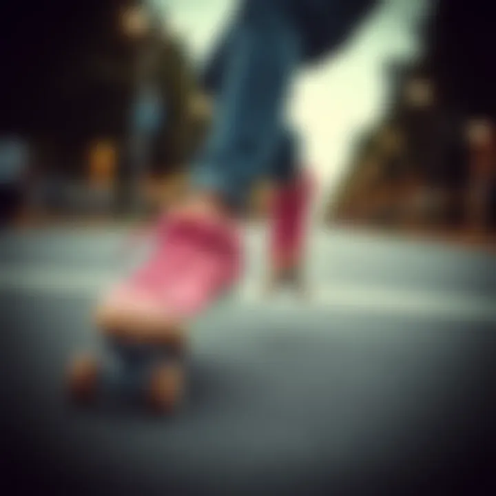 Skater performing tricks wearing pink Nike Blazers