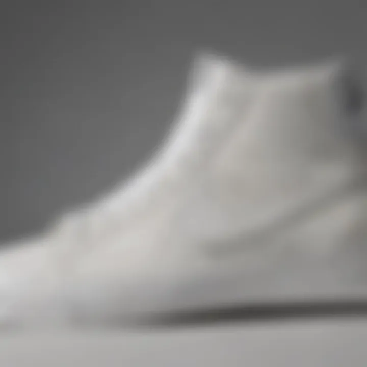 Close-up of the unique texture and materials used in the Nike SB Zoom Blazer Mid White