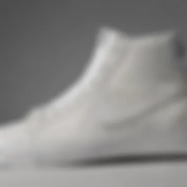 Unique Texture and Materials of Nike SB Zoom Blazer Mid White Close-up of the unique texture and materials used in the Nike SB Zoom Blazer Mid White