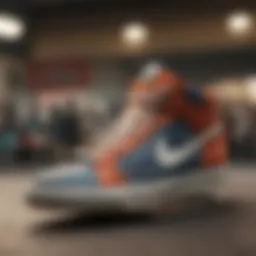 Close-up of Nike shoes showcasing the unique design elements.