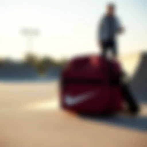 Stylish Nike small bag against a skate park backdrop