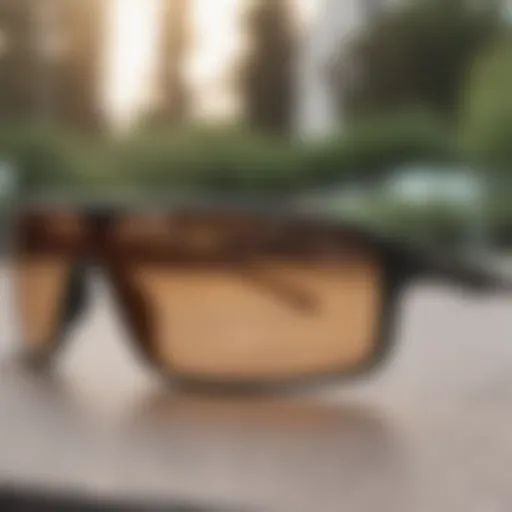 Close-up view of Oakley Sutro sunglasses showcasing the unique frame design