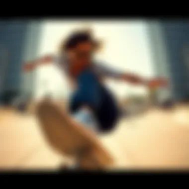 Skateboarder wearing Ray-Ban Aviators while performing tricks