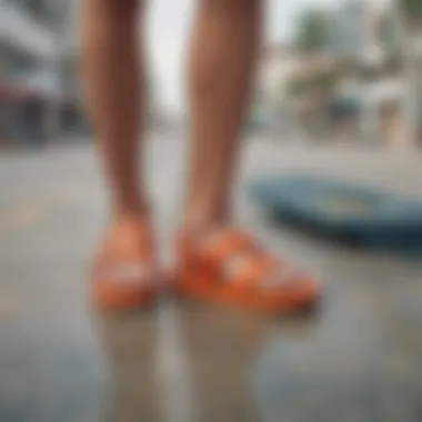 A stylish display of reef plastic sandals paired with active lifestyle items