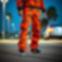 Rothco orange camo pants on display showcasing their unique design