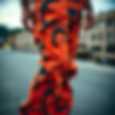 Durable Fabric of Rothco Orange Camo Pants Close-up view of the durable fabric used in Rothco orange camo pants