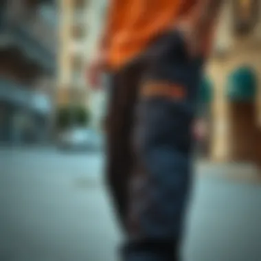 Stylish RVCA Hitcher Pants in Urban Landscape Stylish RVCA Hitcher Pants showcased in urban skate environment