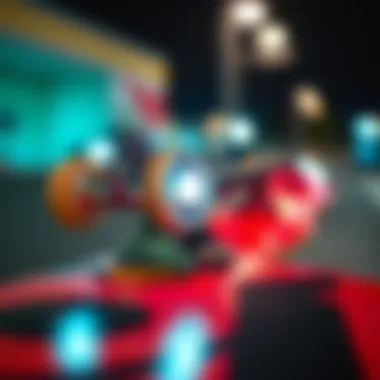 Close-up of Shredlights attached to skateboard