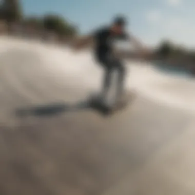 A group of skaters of different skill levels enjoying a skate wave ramp.