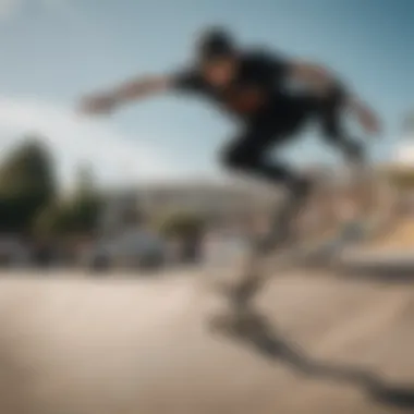 Skateboarder Performing Tricks with Exceptional Pop A skilled skateboarder performing tricks showcasing exceptional pop.
