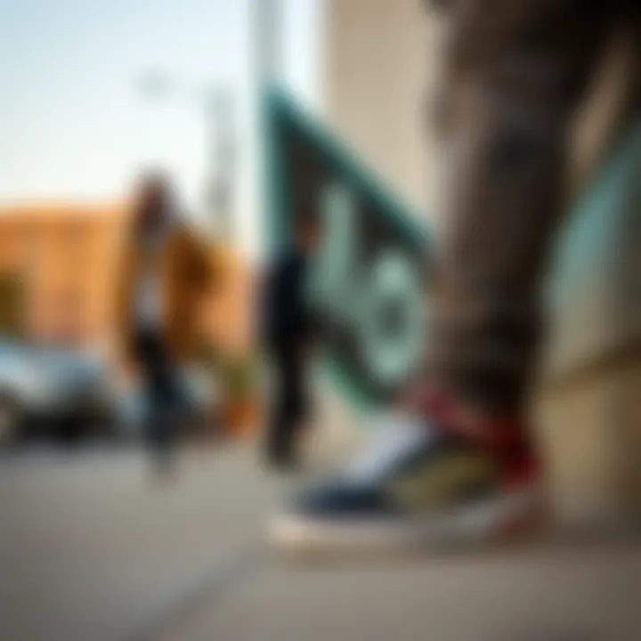 Lifestyle shot of Skechers D'Lite 2 paired with casual outfits in urban settings