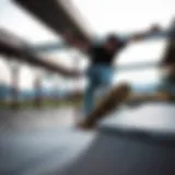 A skateboarder performing tricks at Station Park