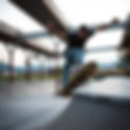 A skateboarder performing tricks at Station Park
