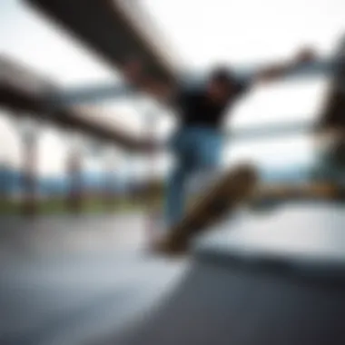 A skateboarder performing tricks at Station Park