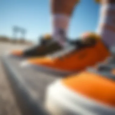 A close-up of surf skate shoes showcasing grip and flexibility.