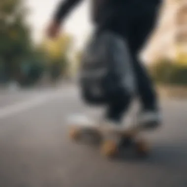 Skater using the adidas daypack while riding