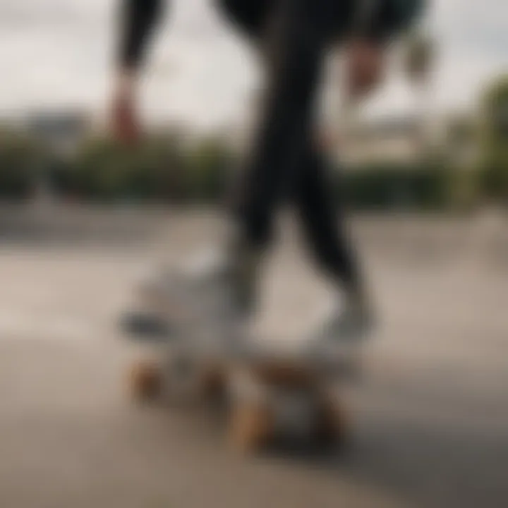 Skater performing tricks in black and camouflage Vans