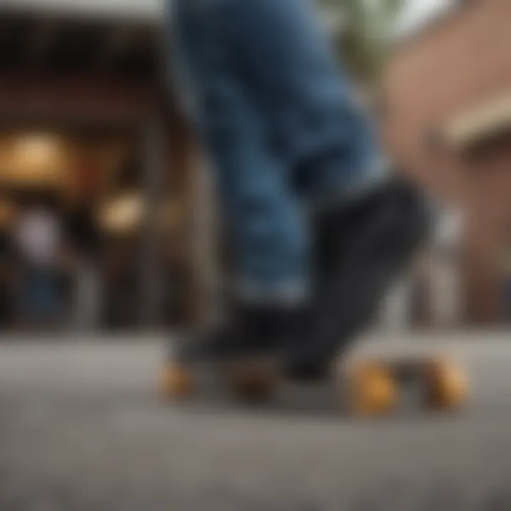 Stylish black Vans on a skateboard