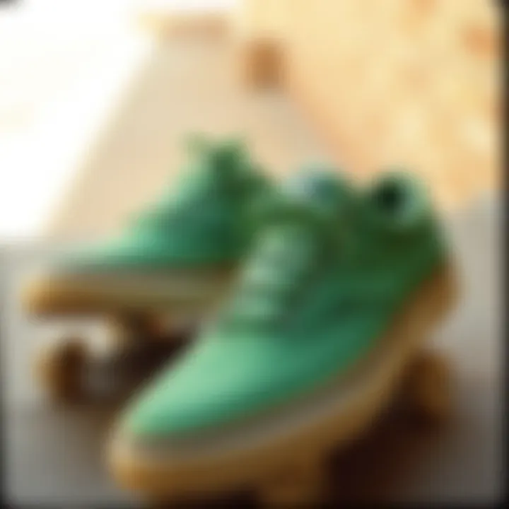 Vintage advertisement showcasing green half cab shoes