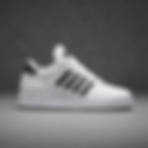 Detailed view of White Adidas Forum Sneakers showcasing their unique design elements