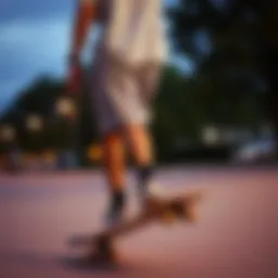 Stylish skateboarder wearing short grey sweatshorts