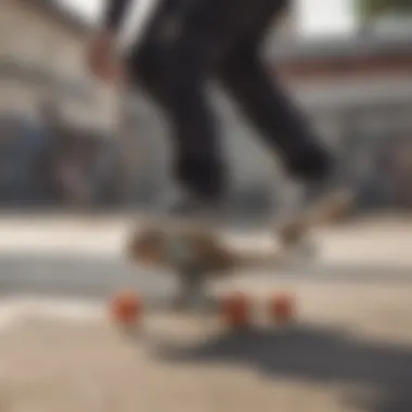 Skateboarder demonstrating the functionality of the Bob attachment in action