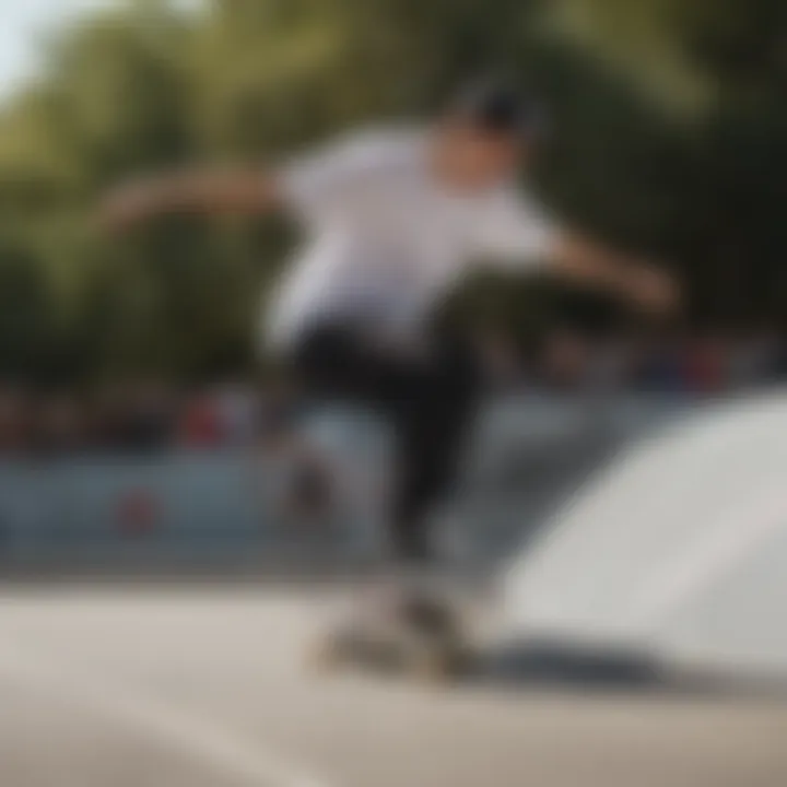 Skater performing tricks while wearing the Converse Chuck Taylor Classic Black on a vibrant skate park backdrop.