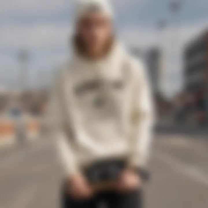 Stylish outfit incorporating the sweatshirt and accessories