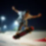 Dynamic skateboarder performing tricks on a Deathwish deck