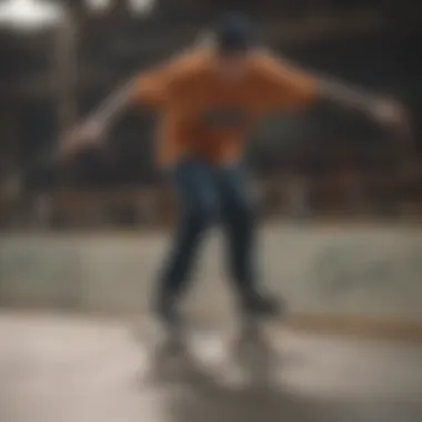 Skater performing tricks while wearing Dickies 29x32