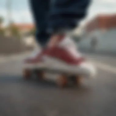 Kick skate shoes on a skateboard showcasing performance