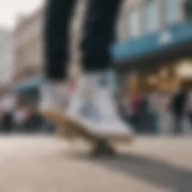 The Adidas Forum Low in action during a skateboarding session