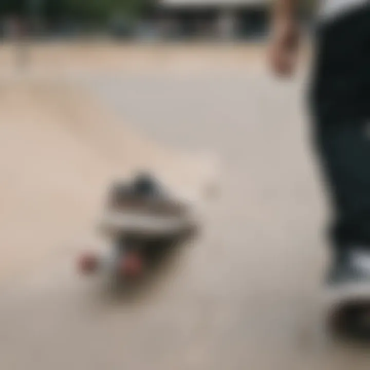 Skaters using blank Vans shoes in a skate park