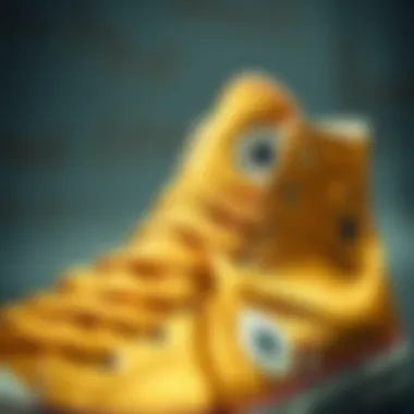 Intricate Design of Gold Converse Close-up of Gold Converse detailing