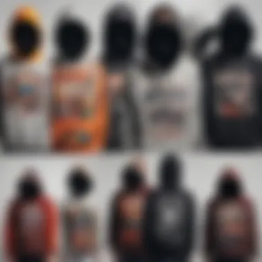 An artistic collage of various hoodie designs, showcasing the evolution of graphic art in fashion.