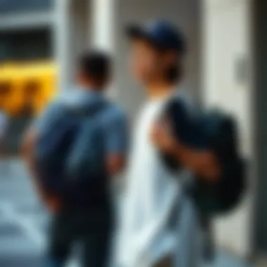 Fashionable wearers sporting the Herschel One Strap Backpack in lifestyle setting