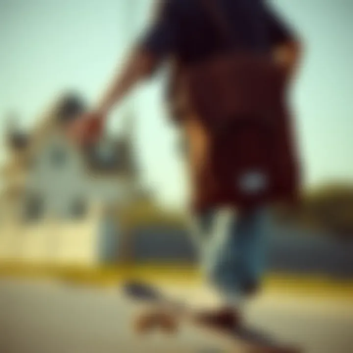 Herschel One Strap Backpack in action during skateboarding