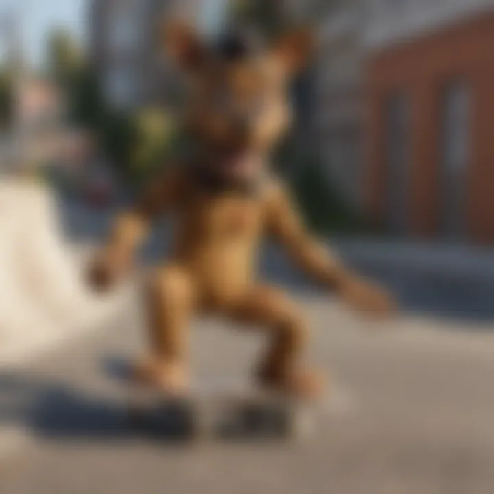 A montage depicting the fusion of FNaF characters within a skateboarding context, representing a unique subculture.