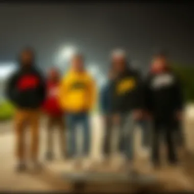 Skateboarders Embracing JDM Streetwear Group of skateboarders wearing JDM sweatshirts