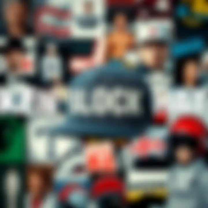 Artistic representation of the Ken Block hat within a collage of skate culture icons