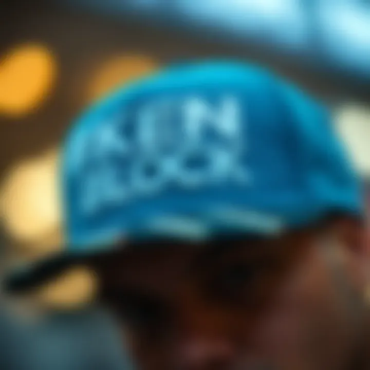 Close-up of the Ken Block hat showcasing its unique design and branding elements