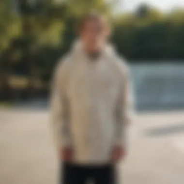 Skateboarder in Long Fleece Shacket Skateboarder wearing a long fleece shacket at a skate park