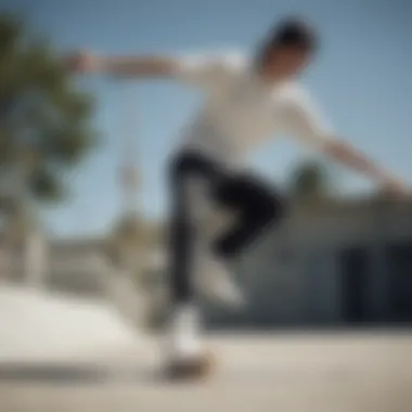 Skater performing a trick while wearing Nike Stefan Janoski Canvas shoes