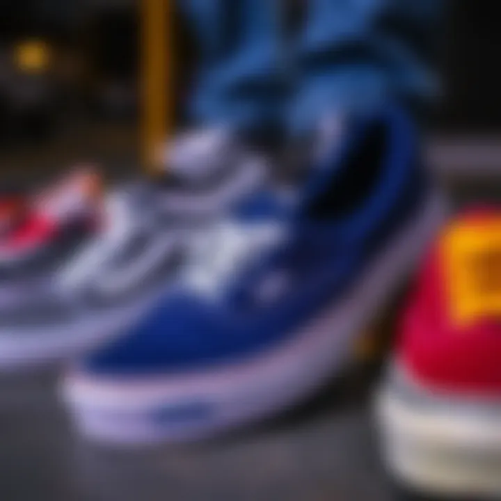 Different models of Vans shoes tailored for skateboarding