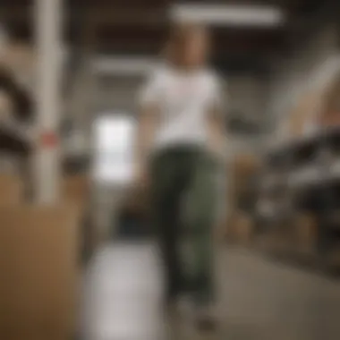 Woman actively engaged in a work environment while wearing Dickies cargo work pants highlighting functionality