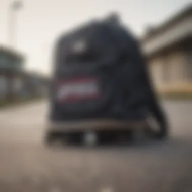 Vans Sackpack displayed next to skateboarding gear