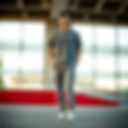 Stylish grey cargo pants paired with a casual t-shirt and sneakers